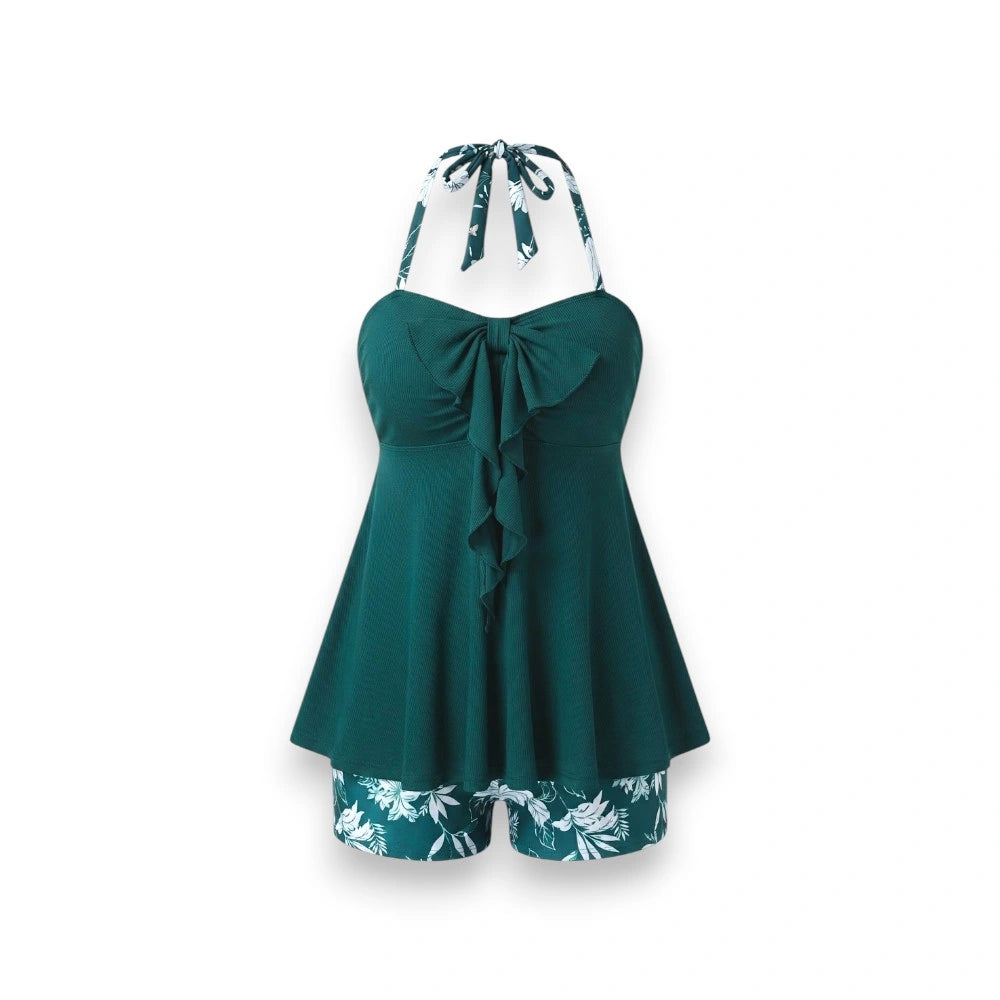 Floral Halter Neck Swimming Dress