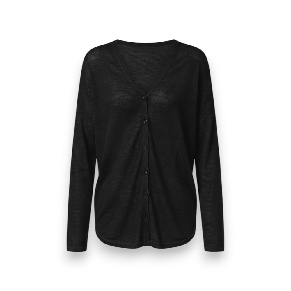 Lightweight V-Neck Button-Down Cardigan Shirt