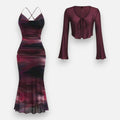 Marbled Mesh Dress & Shrug Set