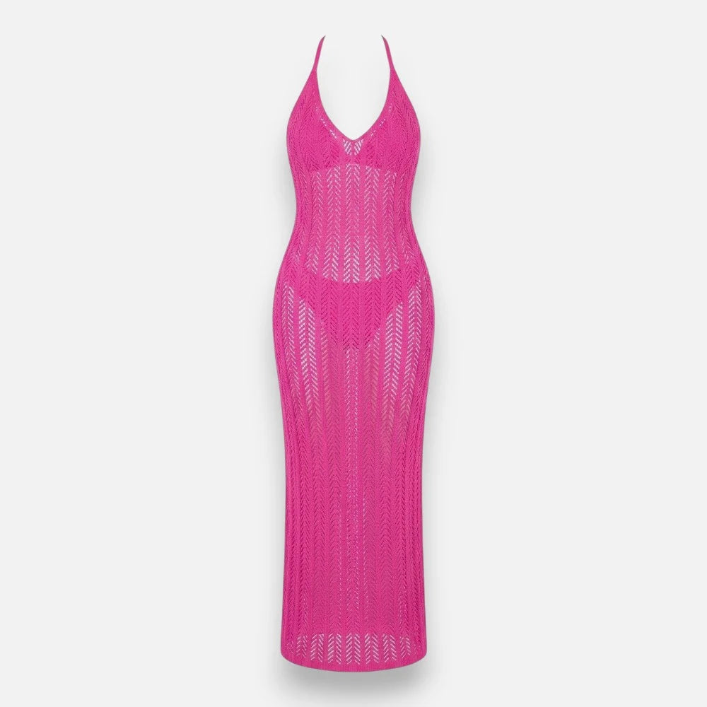 Hot Pink Crochet Cover-Up Dress Qatar