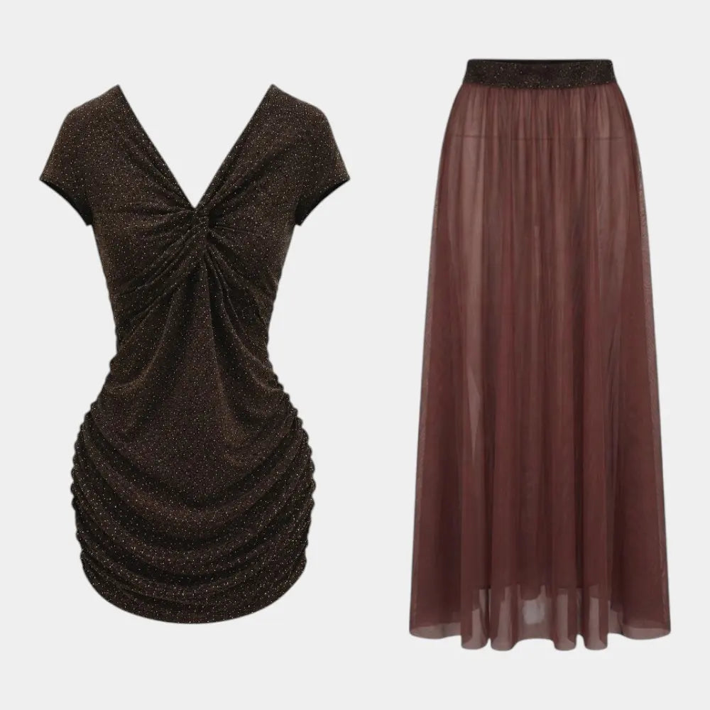 3-Style Bodycon Dress with Gloves - Size S to XL