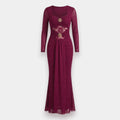 Maroon Glitter-Infused Bodycon Dress – Sizes S to XL