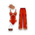 Rust Tropical Print Swimming Dress