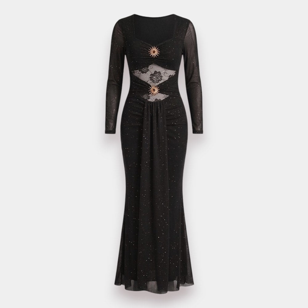 Black Glitter-Infused Bodycon Dress – Sizes S to XL