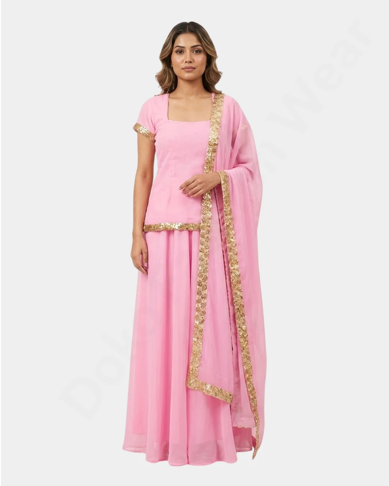 90’s Elegant Women’s Kurti Sharara Suit - Qatar