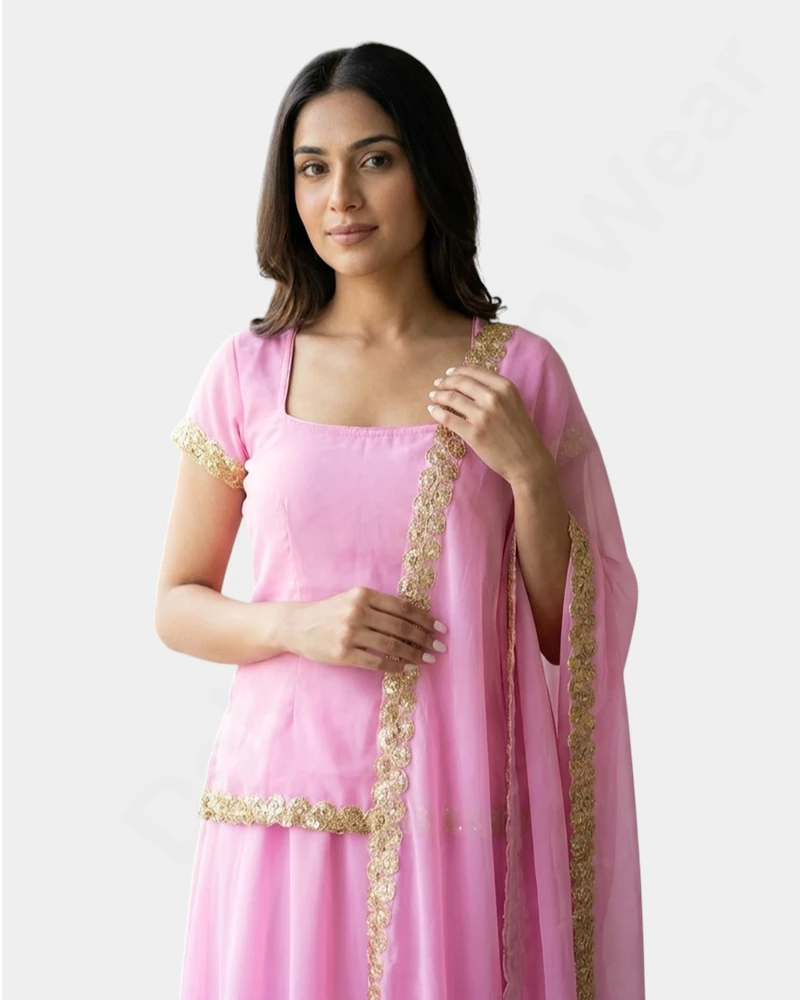 90’s Elegant Women’s Kurti Sharara Suit - Qatar
