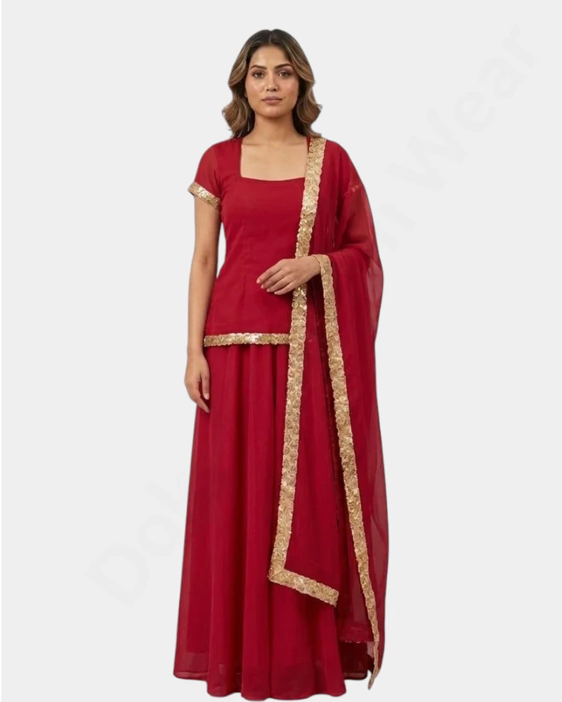 90’s Elegant Women’s Kurti Sharara Suit - Qatar