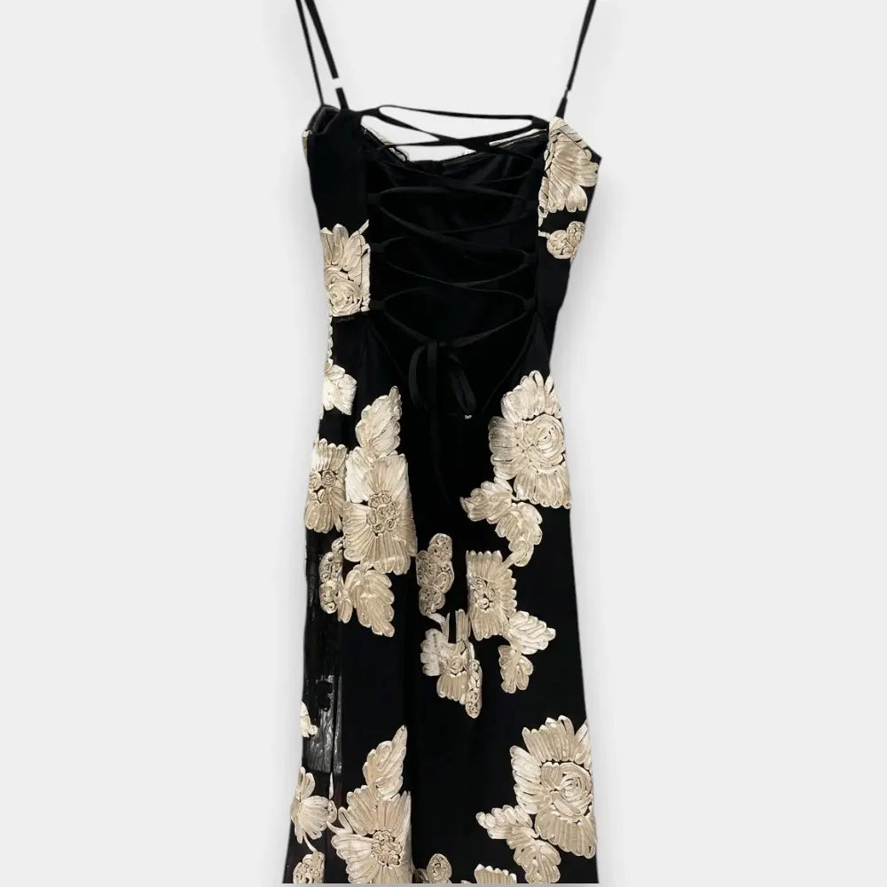 Floral Embroidered Backless Camisole Dress for Women |Fit For XXS–M