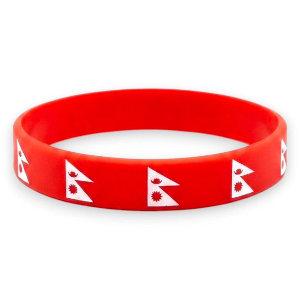 Nepali Flag Print Silicone Band