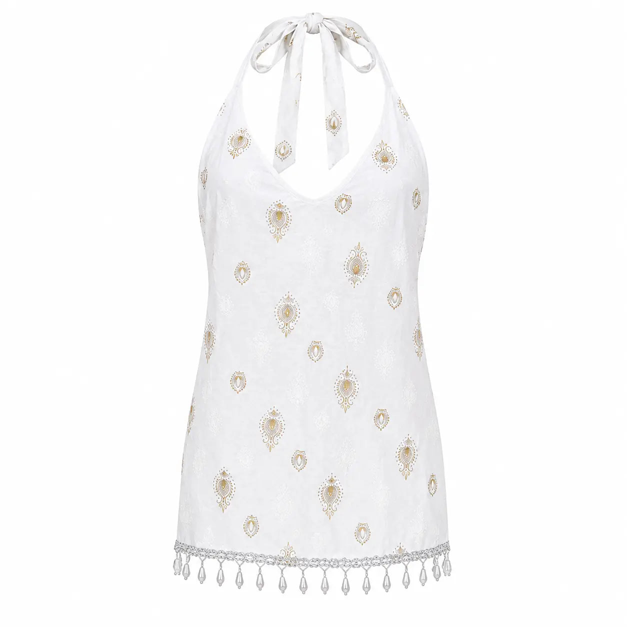 Halter Short White Kurthi – Ladies Kurthi (XS to S)