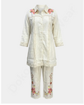Ladies Kurthi Co-ord Set - Khadi Fabric -Cream Color - Premium Quality