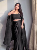 Designer Rangoli Silk Skirt Choli with Sequence Embroidery & Black Shrug