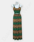 Rongtai Boho Two-Piece Set – Sleeveless Top & Wide-Leg Pants in Ethnic Print – Green Color