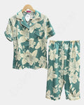 Women's Floral Cotton Nightwear Set Light Green