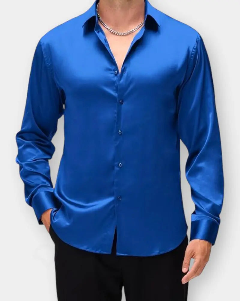 Full Sleeve Luxurious Silk Shirt Color - Blue