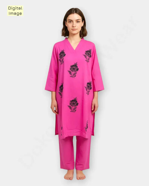 Cord-set Pink Color Ladies Kurthi