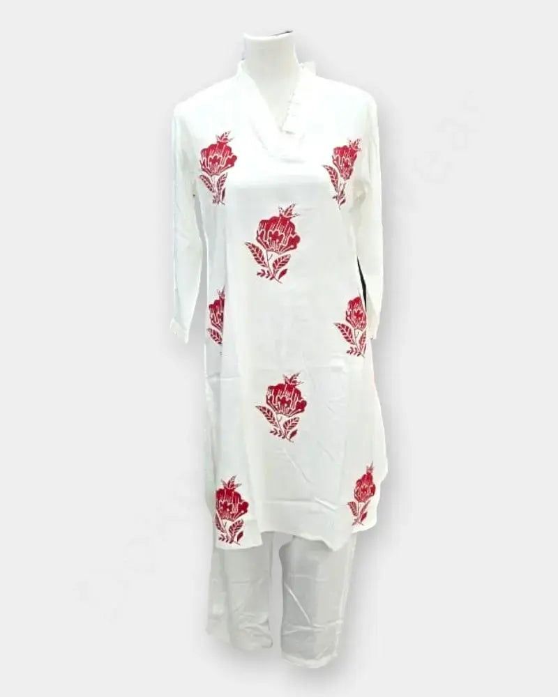 Cord-set White Color Ladies Kurthi |Size Large