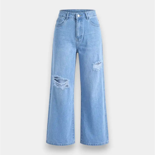 Women's Distressed Wide-Leg High-Rise Jeans – Bold Denim