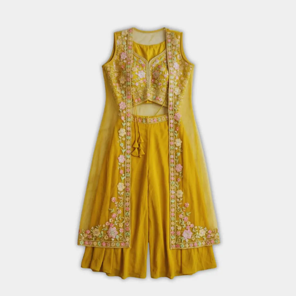 Sharara Set – Festive Ladies Ethnic Wear - Size XL - Yellow Color