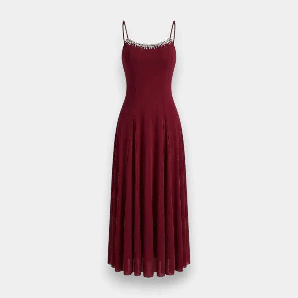 Rhinestone Spaghetti Strap Long Dress – Elegant Summer Gown for Women - Fit Ko Medium To X-large