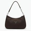 PADRE Brown Textured Canvas Hobo Bag with Chain Strap