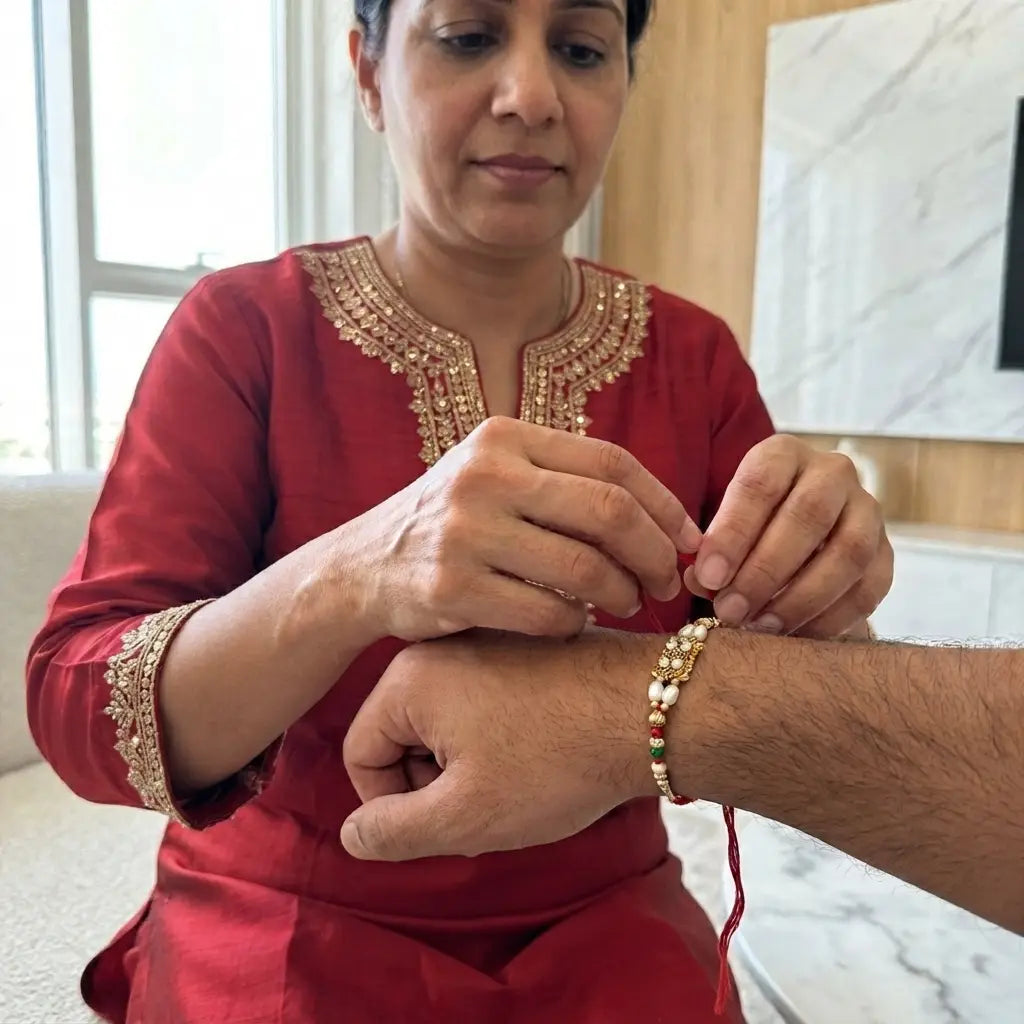 Traditional Stone-Studded Centerpiece Rakhi
