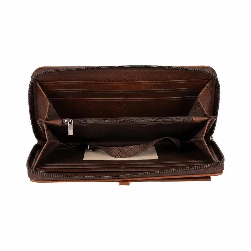 Premium Multi-Compartment Unisex Leather Zip-Around Wallet