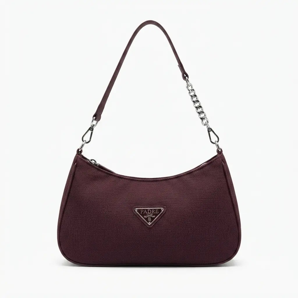PADRE Purple Textured Canvas Hobo Bag with Chain Strap