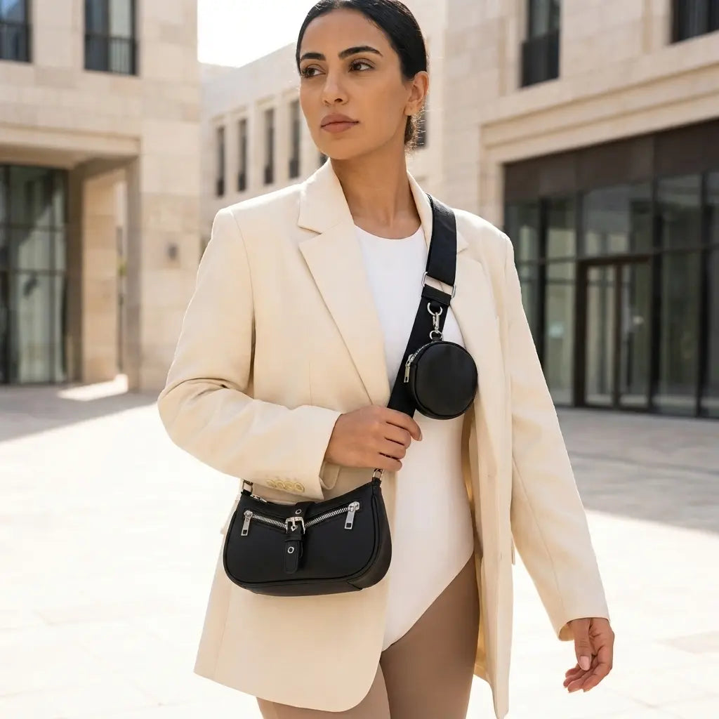Multi-Pocket Crossbody Bag with Coin Pouch