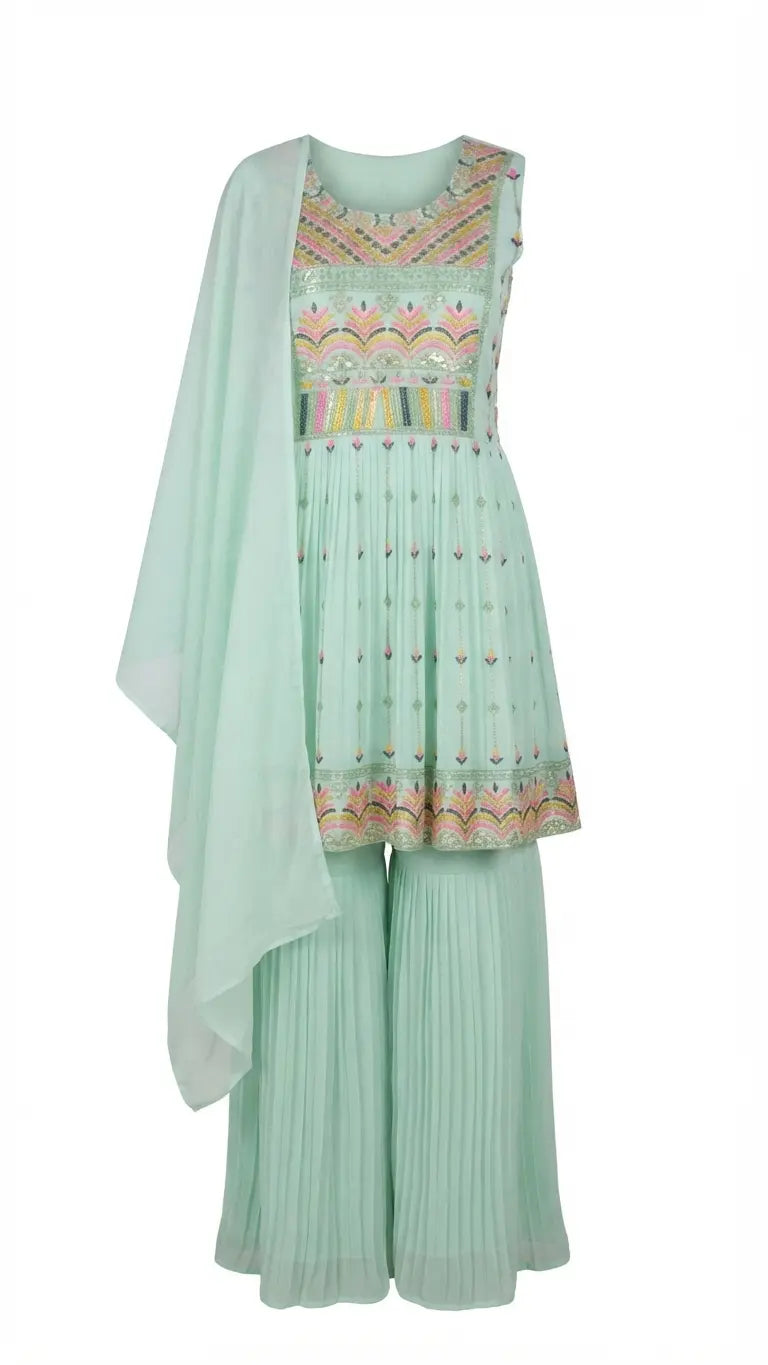 Gharara Kurti Chiffon 3-Piece Set – Size XL