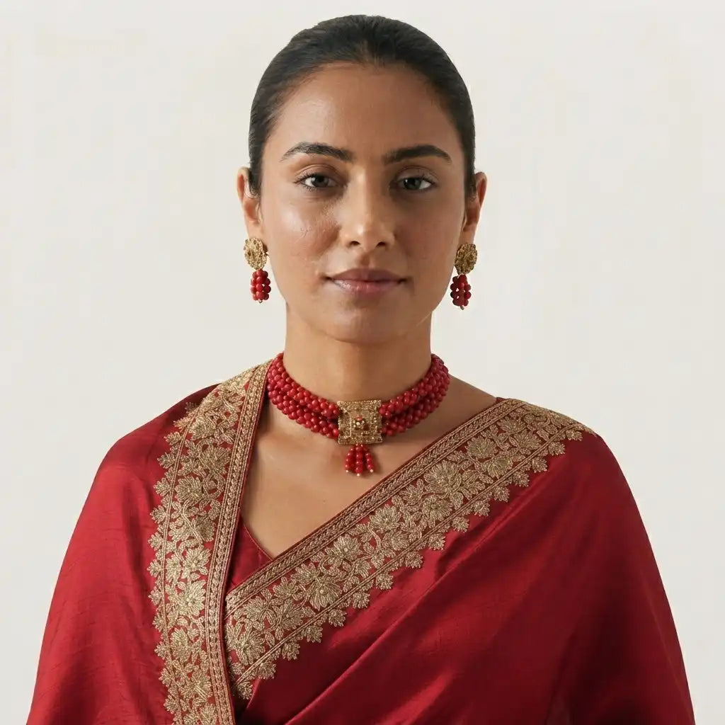 Designer Multi-Strand Pote Choker Necklace Set