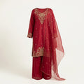 Royal Maroon 3-Piece Silk Kurthi Set