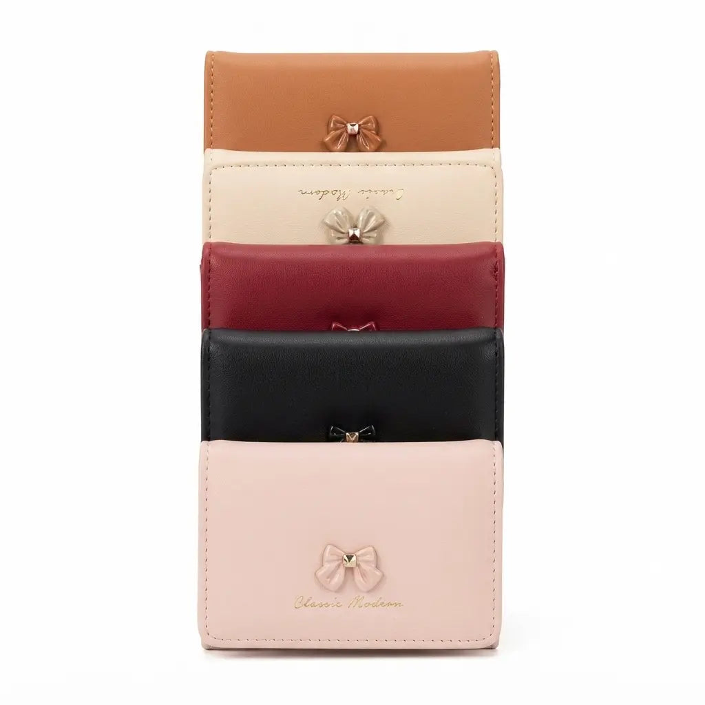 Classic Modern Women's Small Bow Trifold Wallet