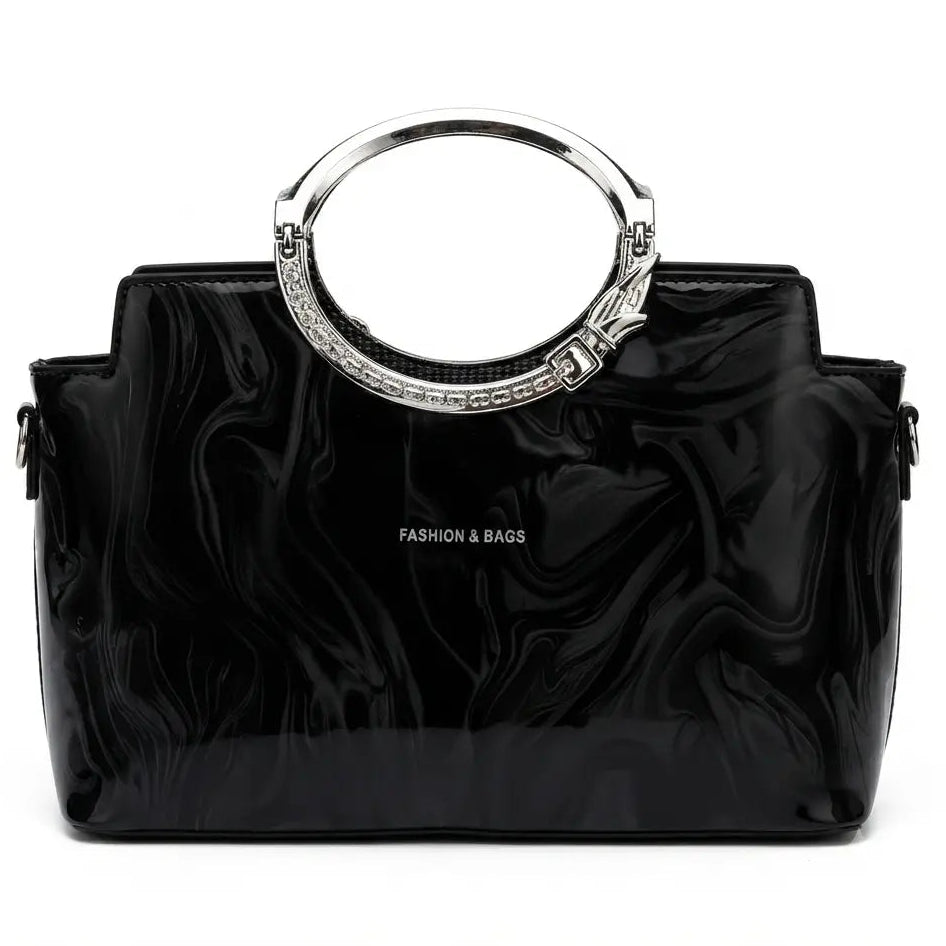 Glossy Marbled Top-Handle Bag