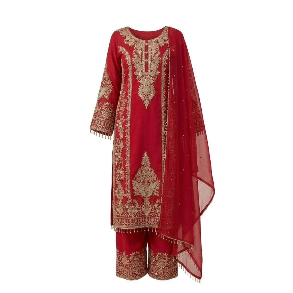 Pakistani Kurthi Set with Palazzo & Dupatta