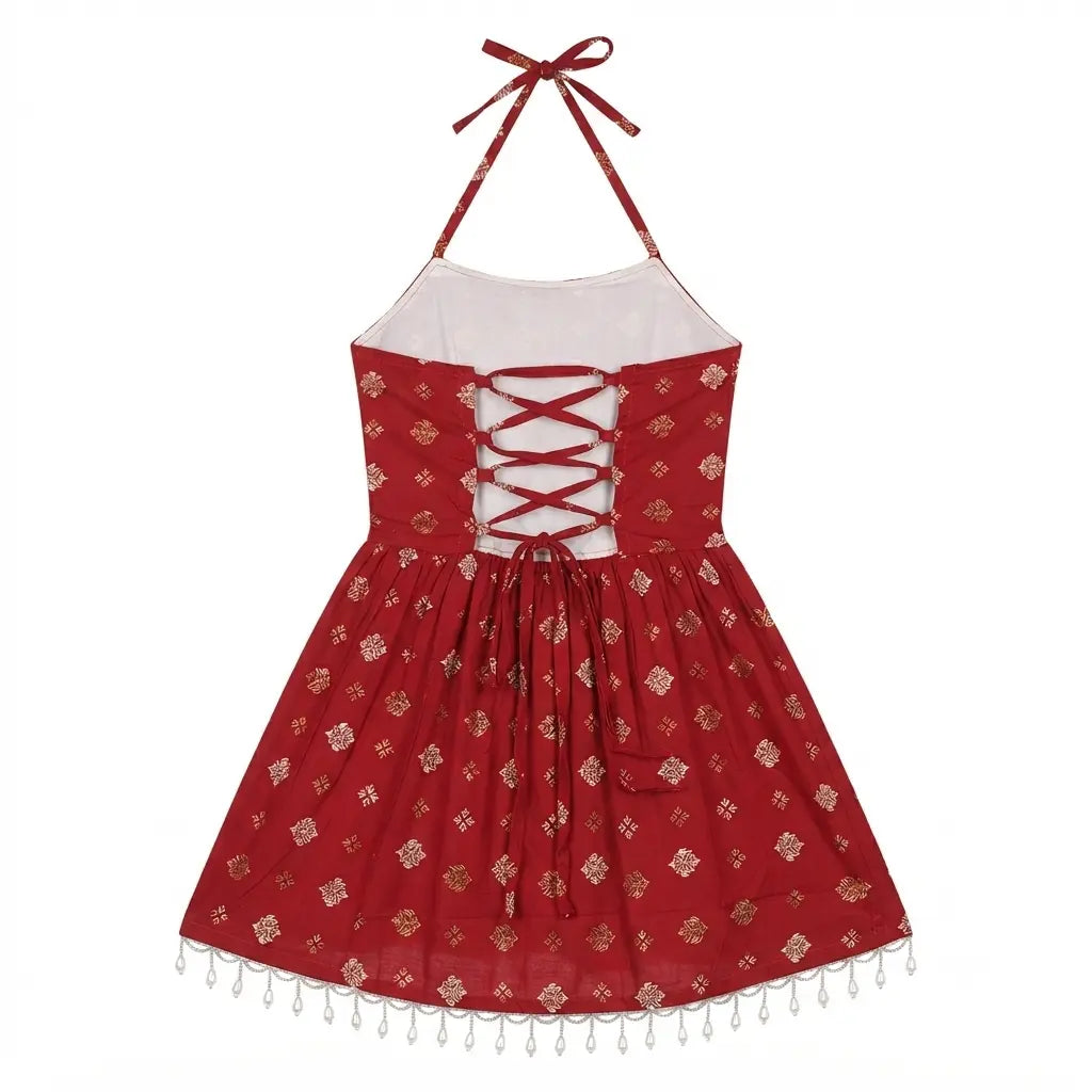 Halter Short Red Kurthi – Ladies Kurthi (XS to S)
