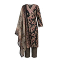 Elegant Floral Printed 3-Piece Kurthi Set - Size 40