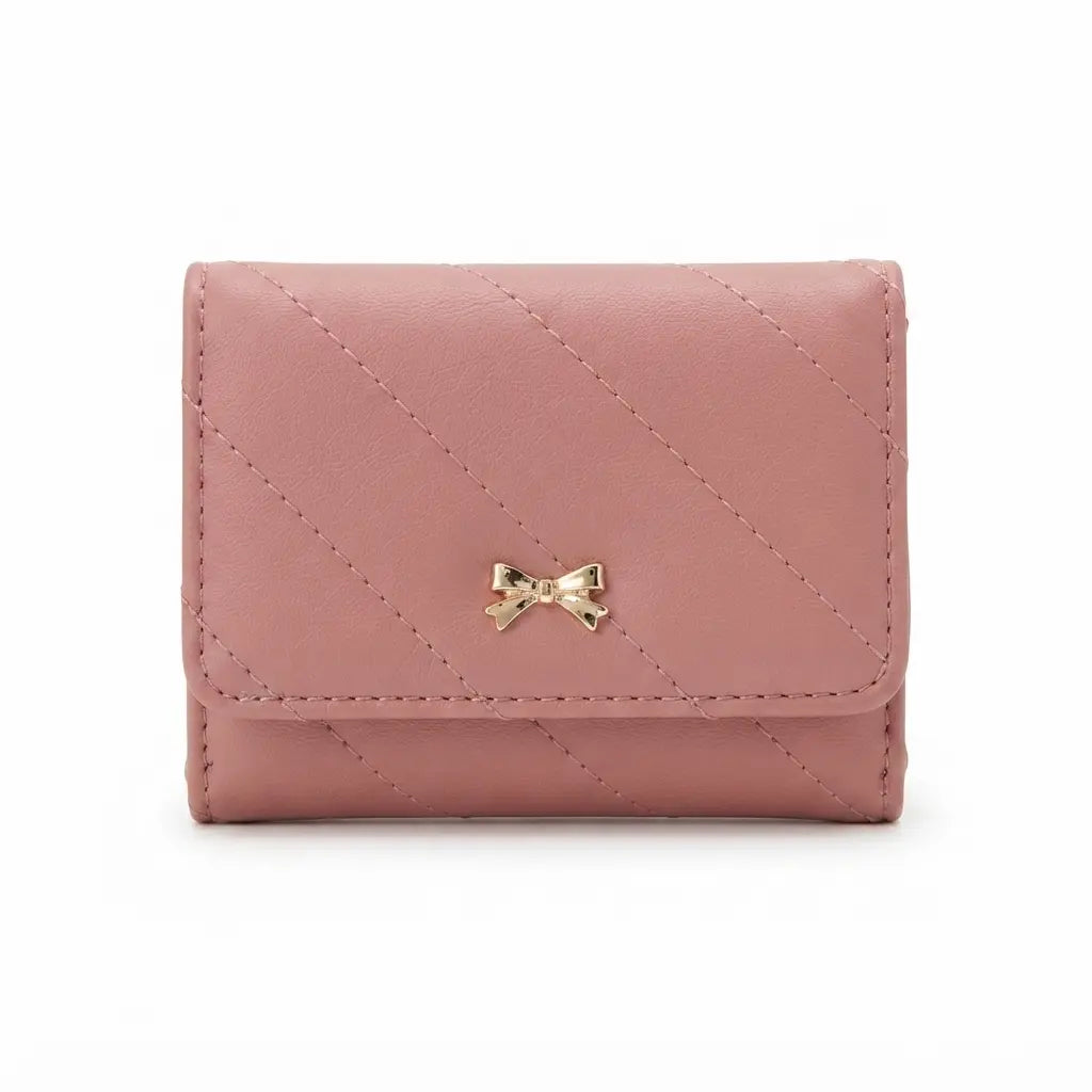 Pink Women's Small Bow Trifold Wallet