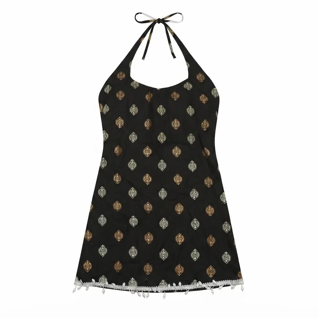 Halter Short Black Kurthi – Ladies Kurthi - Size (XS to S)