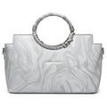 Metallic Silver Marbled Top-Handle Bag