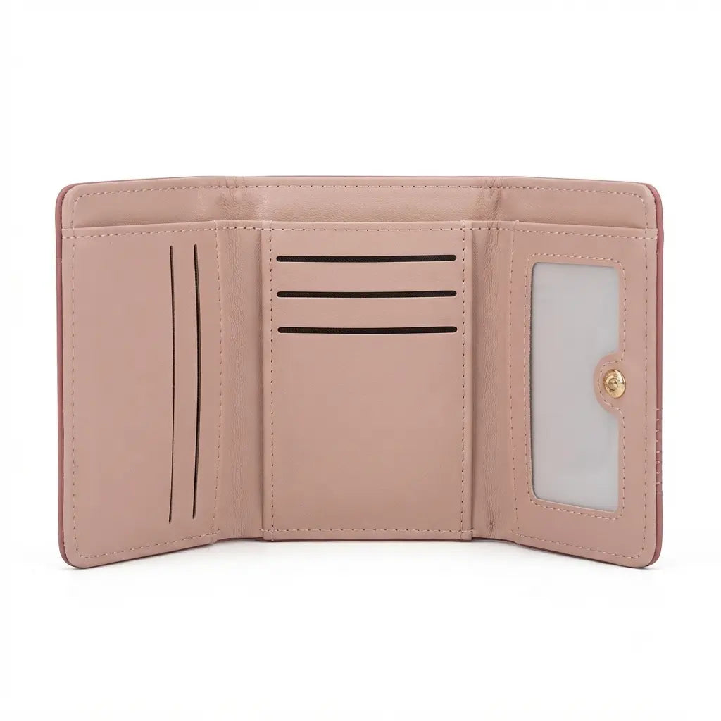 Pink Women's Small Bow Trifold Wallet