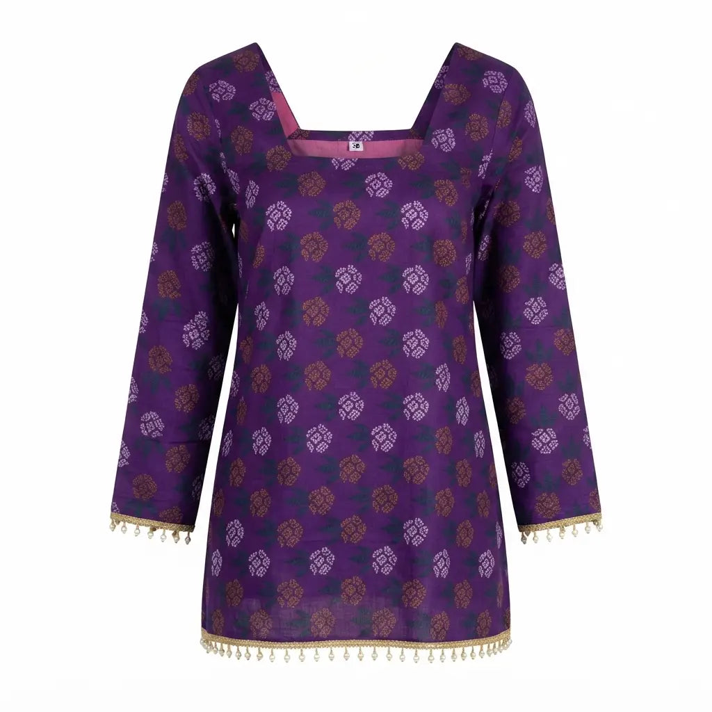 Dhaka Charms Short Purple Kurthi – Ladies Kurthi - Size 38