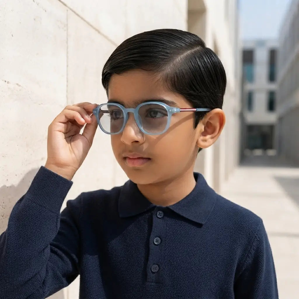Blue Square Frame Kids' Photochromic Sunglasses UV400 – Boys & Girls Eyewear