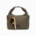 COIN'2DN Cream Canvas Handbag with Beaded Charm