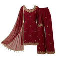 Red 90’s Georgette 3-Piece Kurthi Set