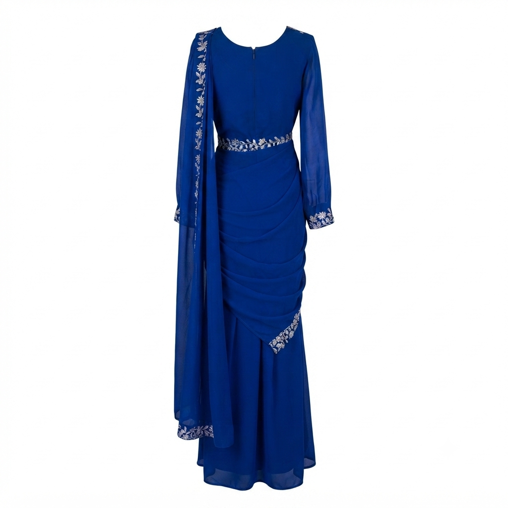 Gown Saree Ready To Wear- Georgette Fabric Embroidery Work