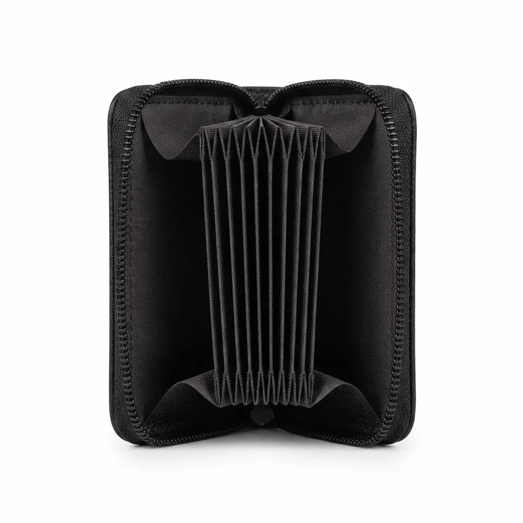 Leather Zip-Around Accordion Card Holder