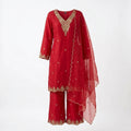 Royal Red 3-Piece Silk Kurthi Set
