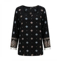 Black Embroidered Lily Cotton Short Kurthi