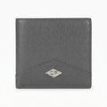 Black Leather Bi-Fold Wallet with ID Window & Zipper Pocket